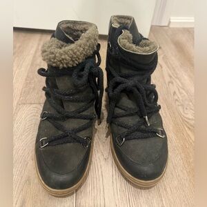 Isabel Marat Black Nowles Shearling Lined Boots size 37